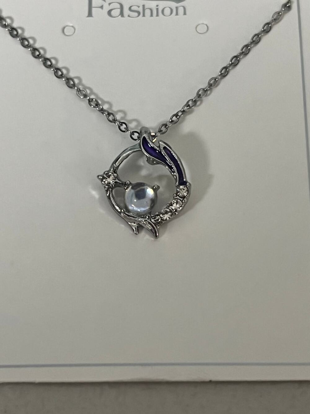Elegant Sterling Silver Moonstone Fox Necklace